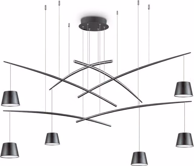 Ideal Lux Fish 6 Light LED Cluster Ceiling Pendant in Black