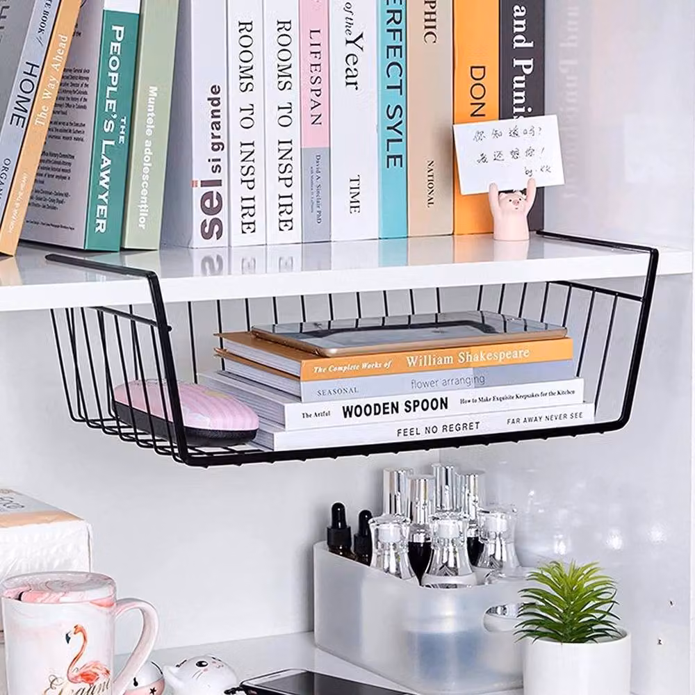 PAWNORA Black Metal Mesh Under Shelf Hanging Storage Basket – 3
