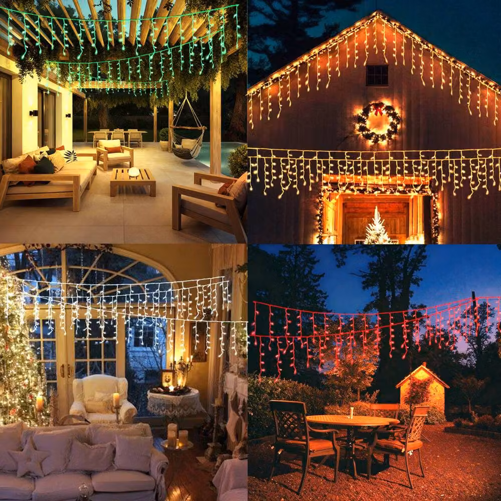 Bright Zeal 2-Pack RGB White Outdoor Icicle Lights with 598 LED and Bluetooth Control – 5