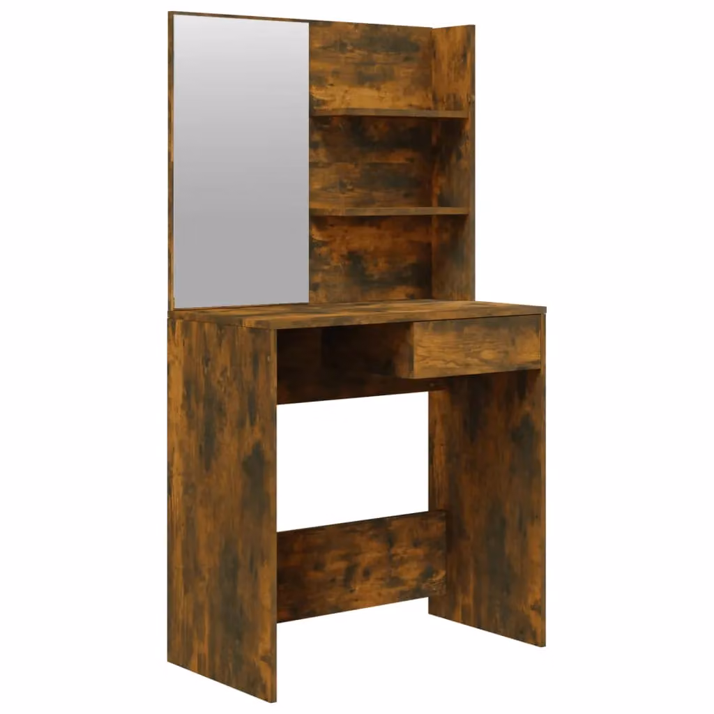 Berkfield Home Dressing Table with Mirror in Smoked Oak Brown, W: 74.5 cm, D: 40 cm, H: 141 cm – 2