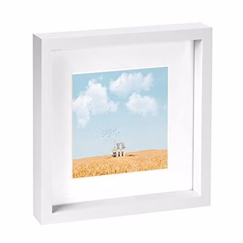 Nicola Spring White Square Single 3D Box Photo Frame