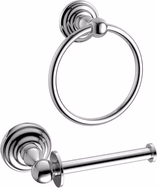 FLAVORA Traditional Wall Mounted Bathroom Accessory Set in Silver