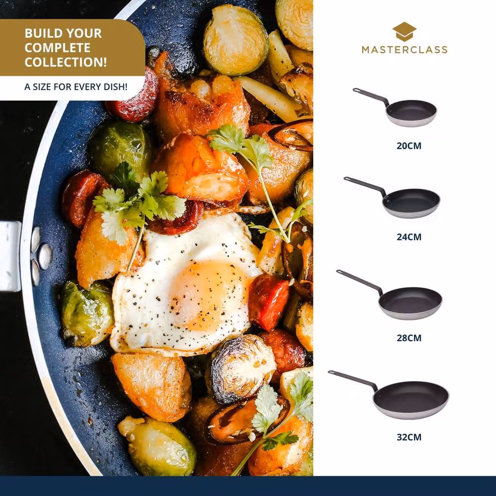 MasterClass Heavy Duty Non-Stick Aluminium Frying Pan, 32 cm, Grey or Black – 9