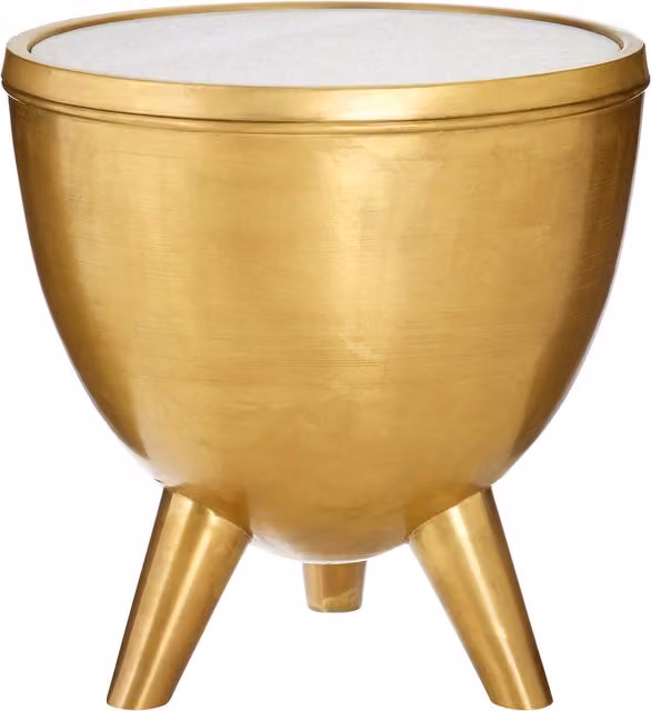 Interiors by Premier Gold and White Marble Round Side Table