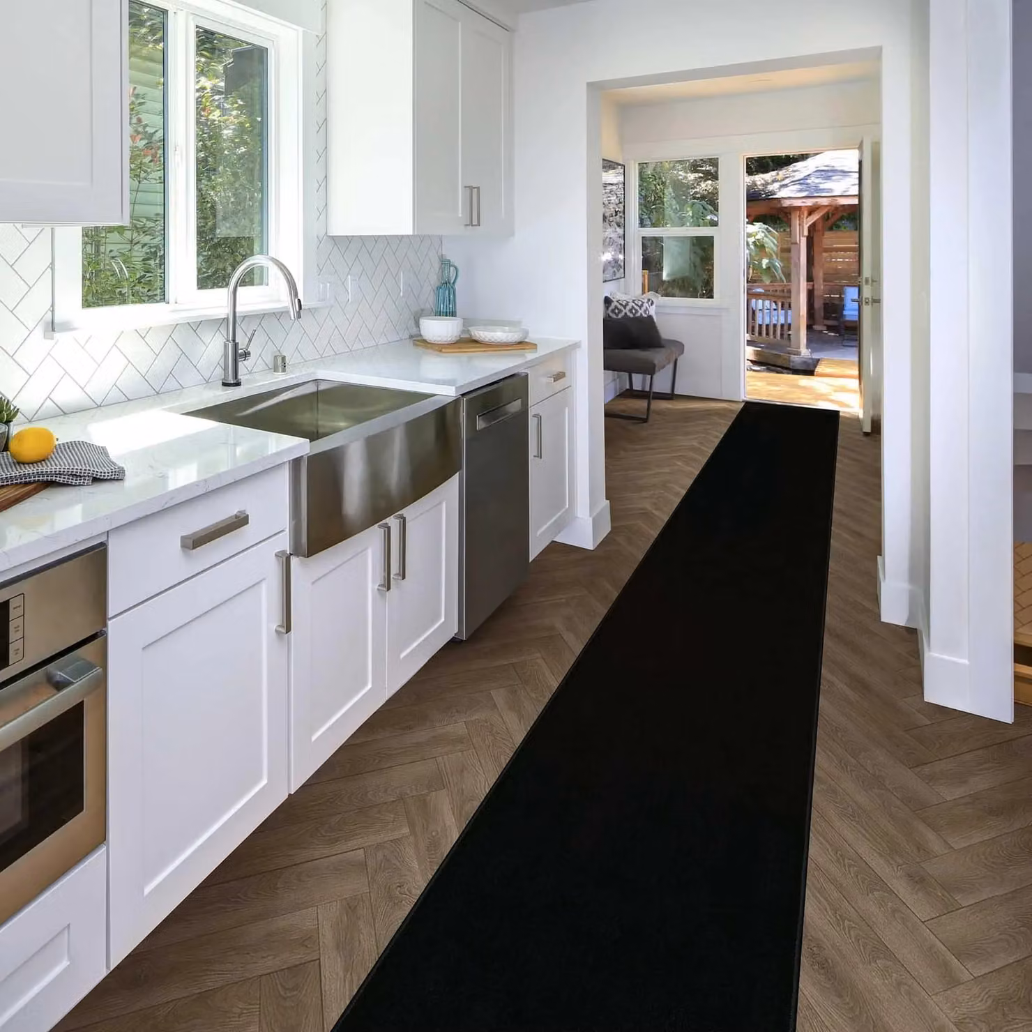 runrug Plain Black Hallway Carpet Runner Rug, W/D/H: 70 x 240 cm, 9mm Pile Height – 4