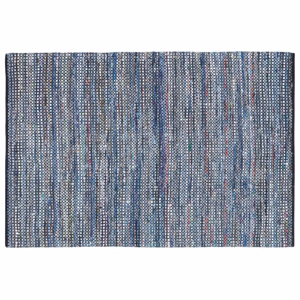 Wyld and Coco Handwoven Cotton Rectangular Area Rug in Blue Multicolour, W: 160 cm, L: 230 cm – 3