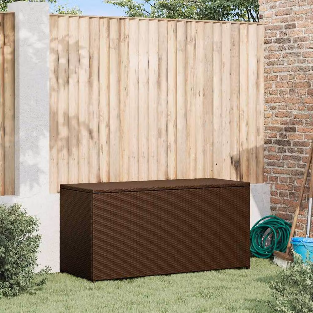 Berkfield Home Brown Poly Rattan Garden Storage Box W/D/H: 120 x 50 x 60 cm – 3