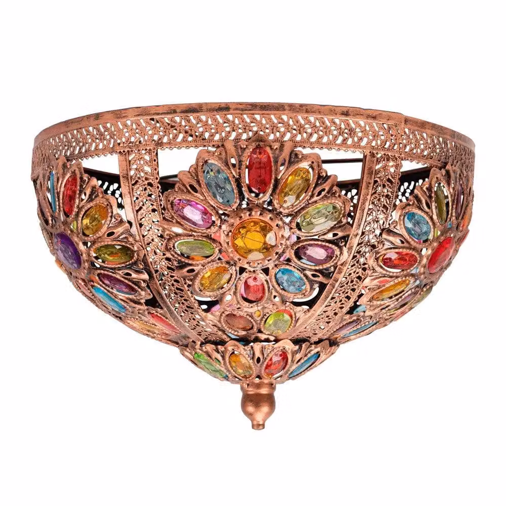 ValueLights Samia Bronze Moroccan Style Easy Fit Dome Uplighter with 10W LED Warm White Bulb, Diameter: 33 cm – 2