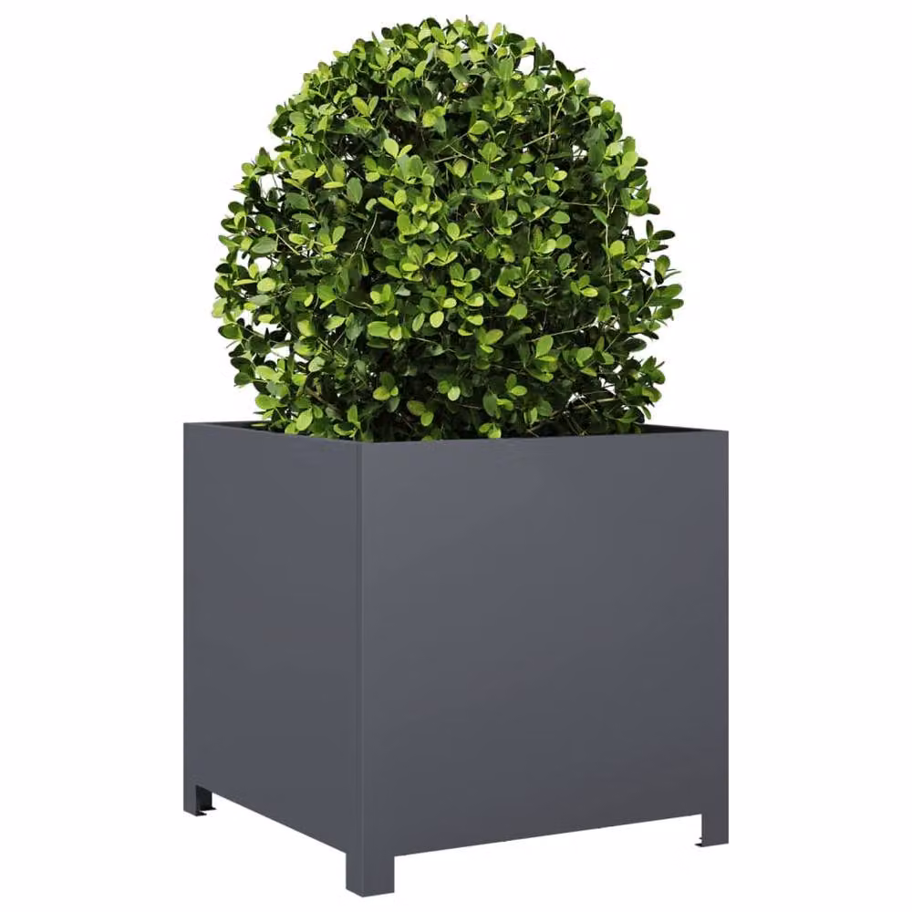 Berkfield Home Steel Garden Planter Tub in Anthracite, W/D/H: 50 x 50 x 50 cm – 3