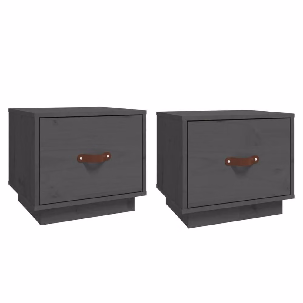 Berkfield Home Beautiful Bedside Cabinets, 2 Pack, Grey Solid Pine Wood, W/D/H: 40 x 34 x 35 cm – 2