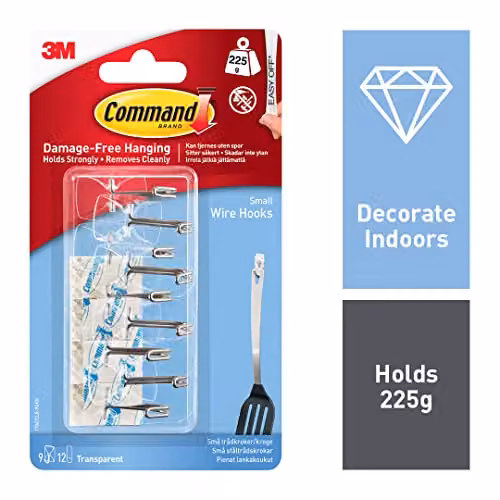 3M Command Small Clear Wire Hooks with 12 Adhesive Strips – 2
