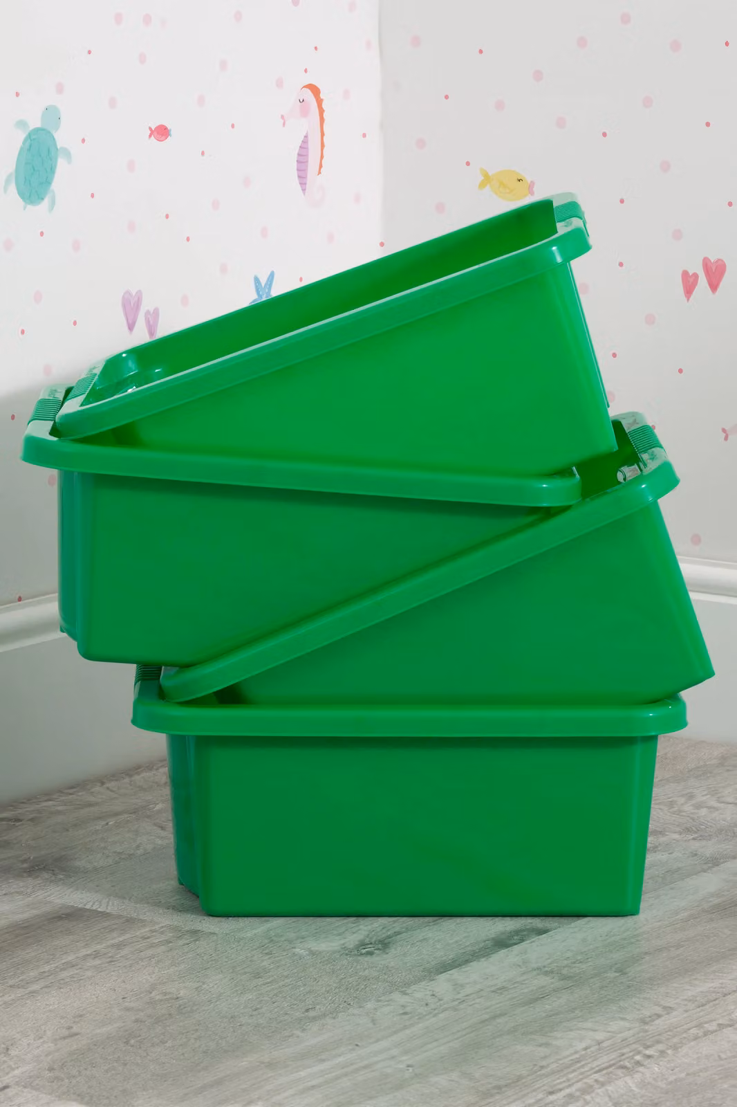 Wham Stack & Store 4 x 16L Plastic Storage Boxes in Green – 2