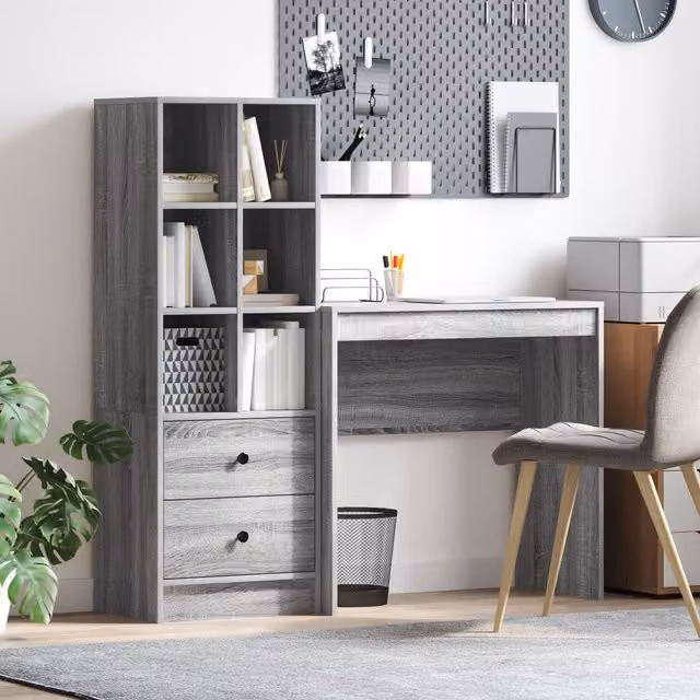Berkfield Modern Writing Desk with Storage in Grey