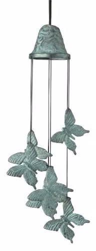 Woodstock Chimes Butterfly Wind Chime in Verdigris, Petrol and Brass Metal – 1