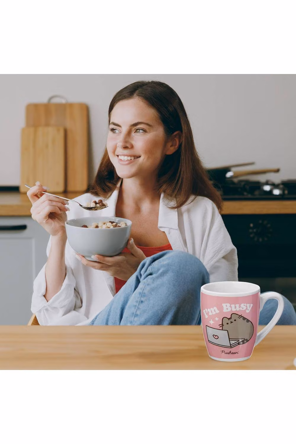 Get Trend Pusheen Pink Ceramic Mug and Calf Socks Set, 315ml – 4
