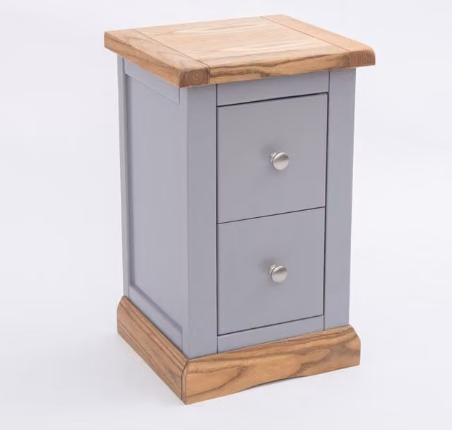 Cabinet Bits Biccari 2 Drawer Petite Bedside Cabinet in Grey Ash Wood