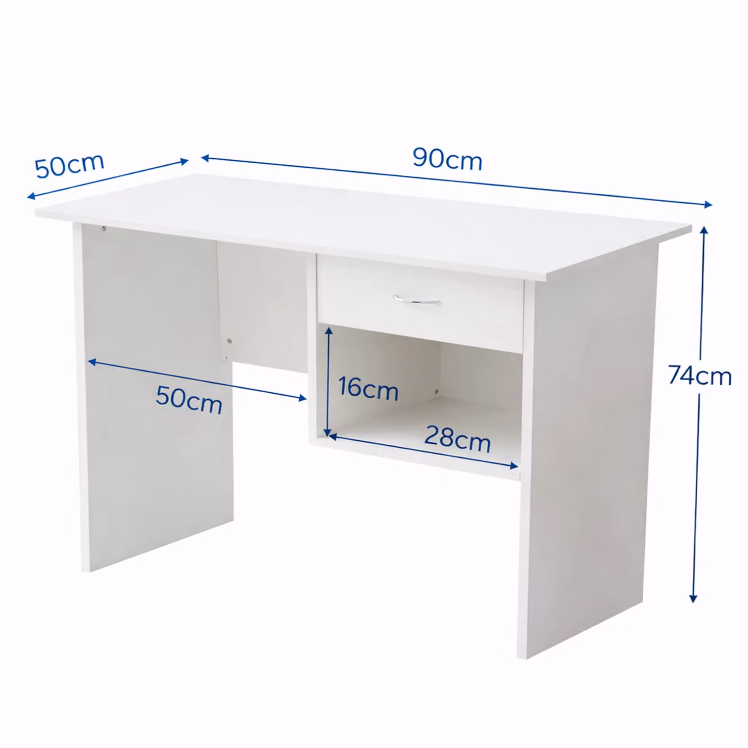 RayGar Wexford White Writing Desk with Drawer and Open Storage Space – 2