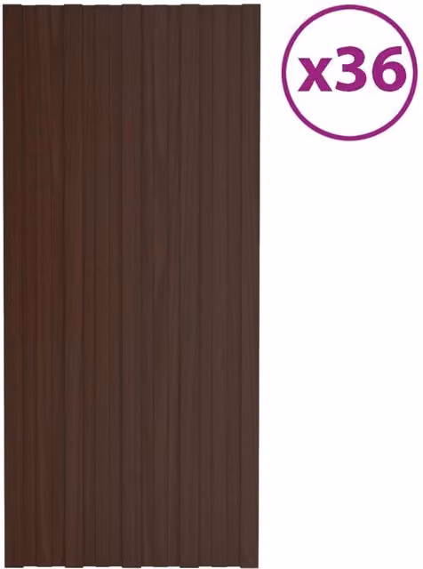 Berkfield Home 36-piece Galvanised Steel Roof Panels in Brown, W: 100 cm, H: 45 cm – 1