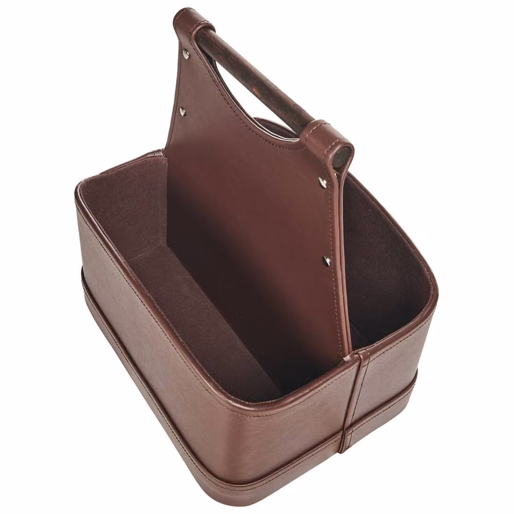 Wyld and Coco Brown Faux Leather Storage Basket with Handles – 4