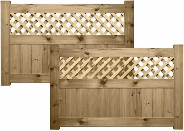 Premier Garden Supplies URBAN Interlocked Tongue Groove Pressure Treated Double Driveway Gate with Diamond Trellis Top, Width: 90 cm