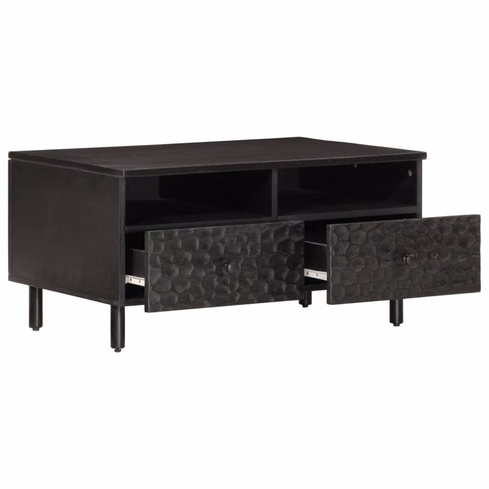 Berkfield Home Beautiful Black Mango Wood Coffee Table W: 80 cm, D: 54 cm, H: 40 cm – 2