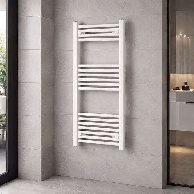 Lux Heat White Towel Radiator, White, W: 50 cm, H: 100 cm, D: 5 cm