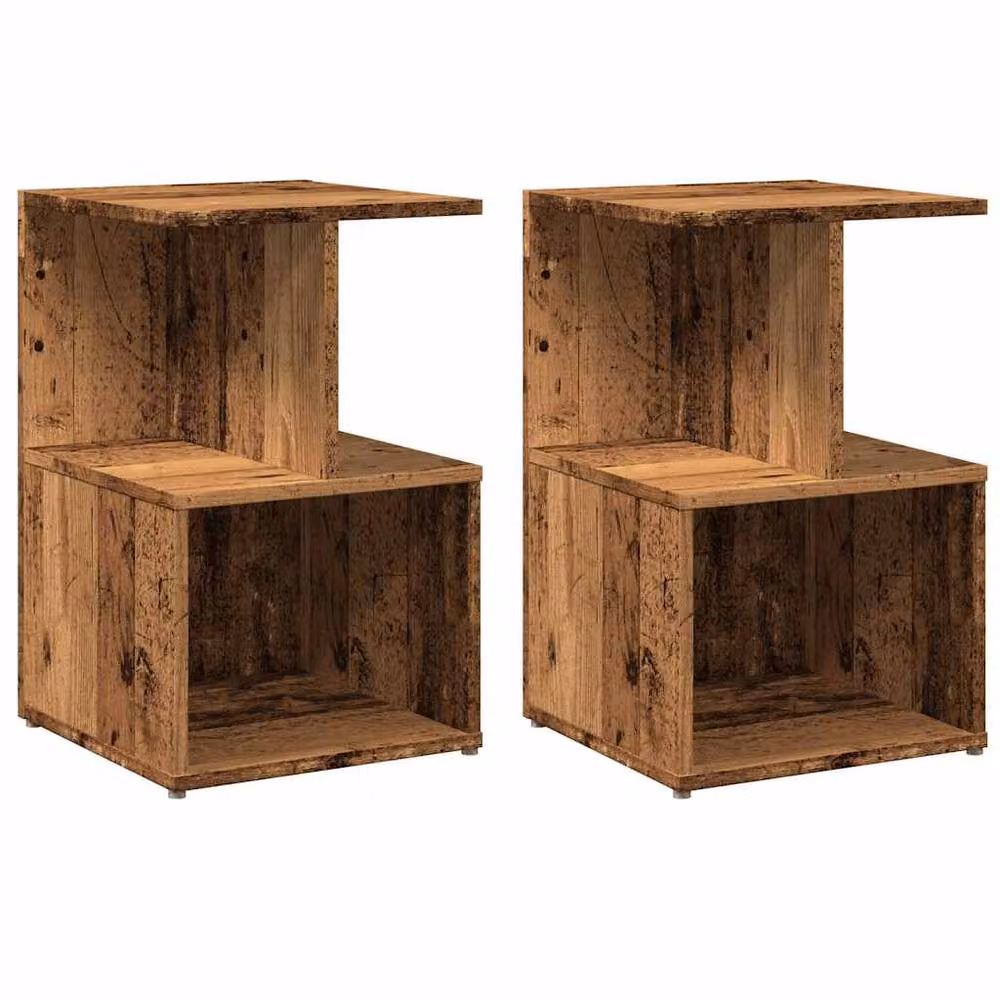 Berkfield Home Elegant Bedside Cabinets, 2 Piece Set in Brown Old Wood, W/D/H: 35 x 35 x 55 cm – 2