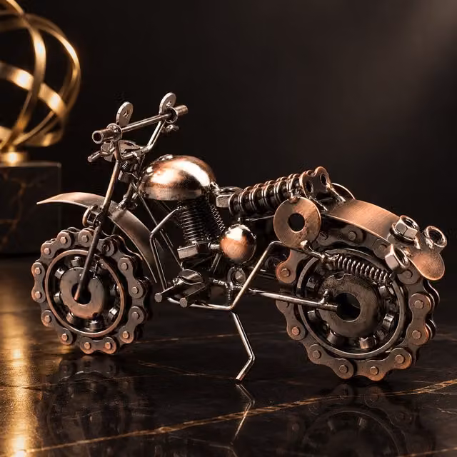 Marco Paul Vintage Metal Motorbike Sculpture Ornament in Bronze