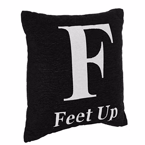 Orsina Feet Up Words Cushion in Black and White – 2