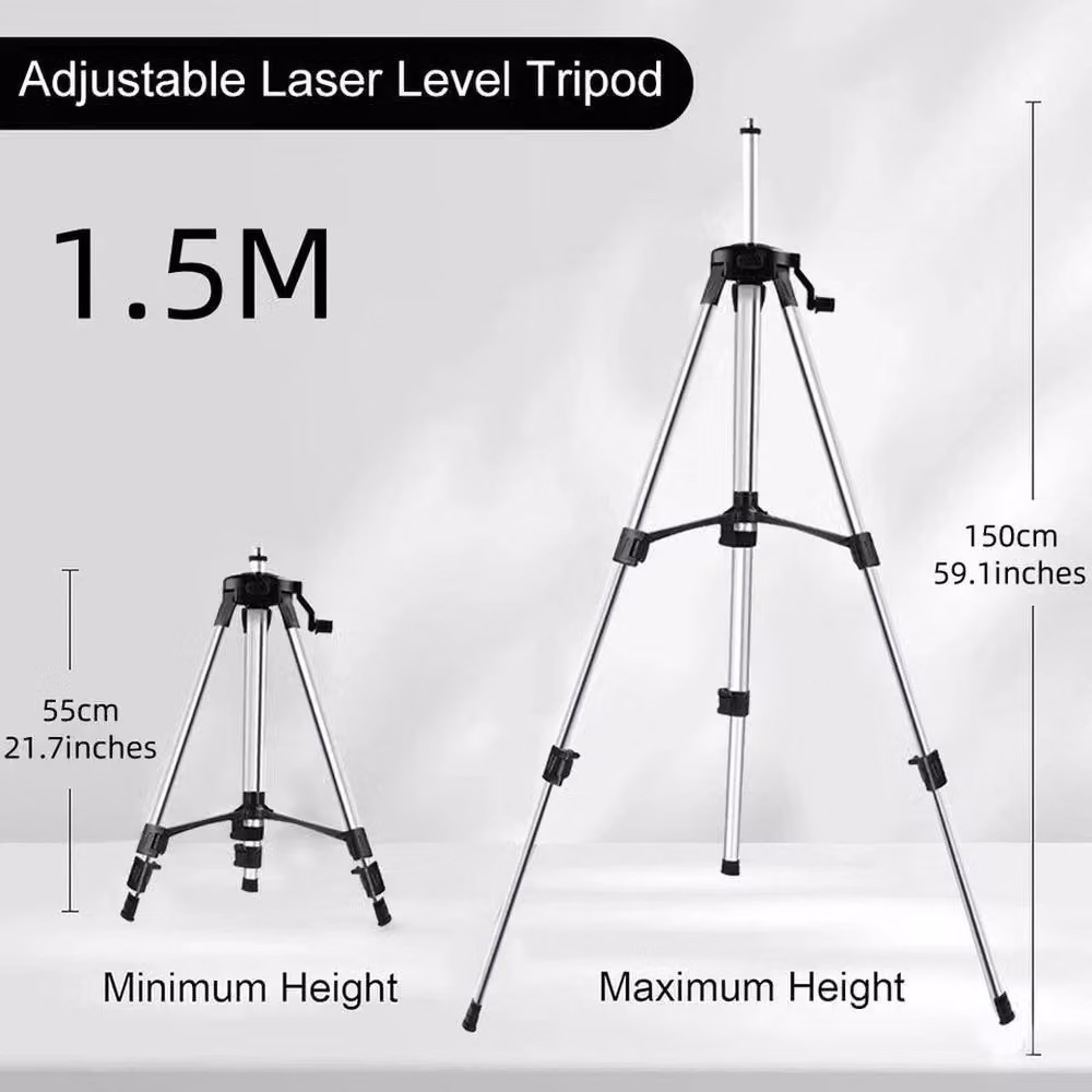 NESTLUNE Silver Telescopic Laser Level Tripod Adjustable Aluminum Alloy Pole – 2