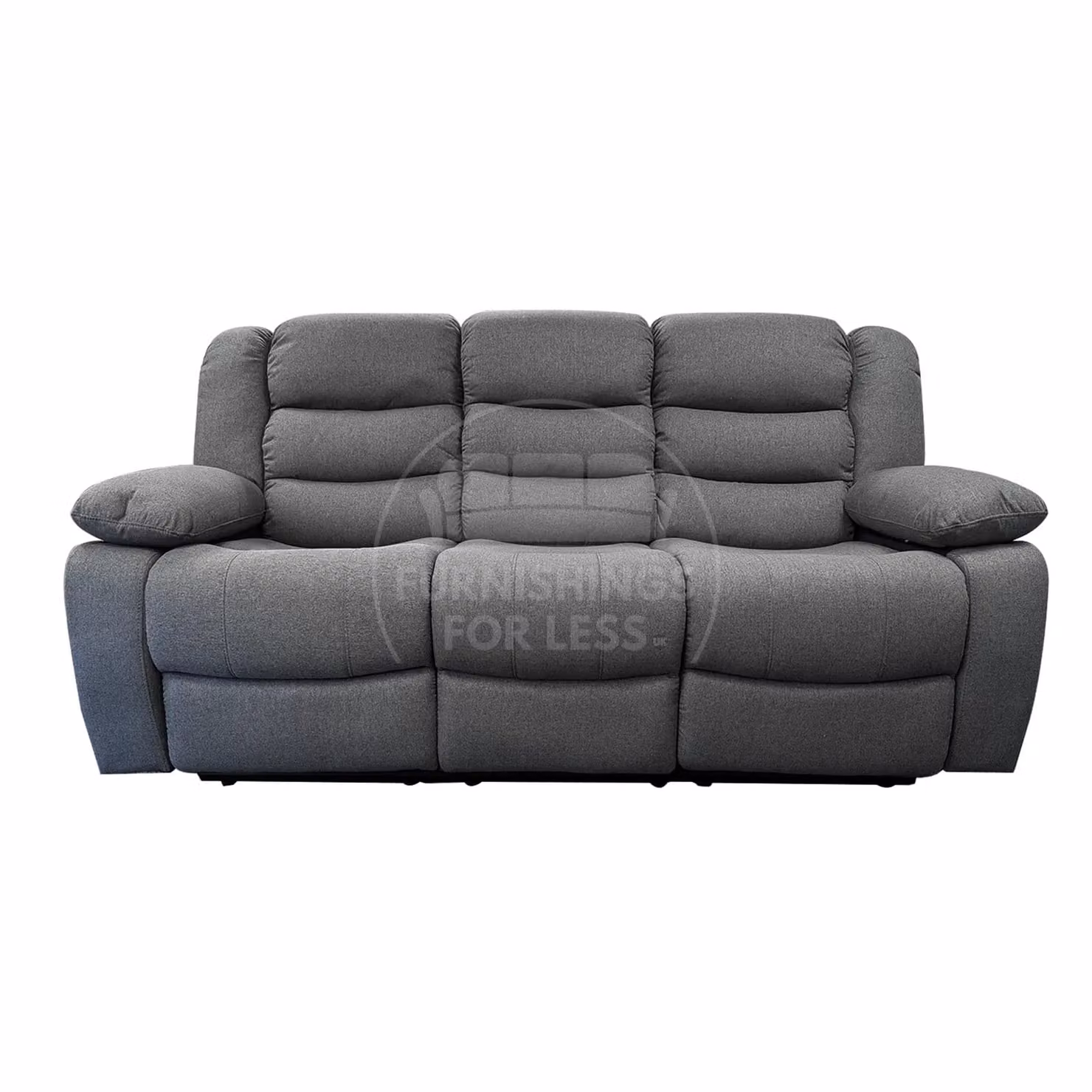 Furnishings For Less UK Manhattan Grey Fabric Sofa Suite with 3 Seater and 2 Seater Manual Reclining Sofas, High Back and Cup Holders