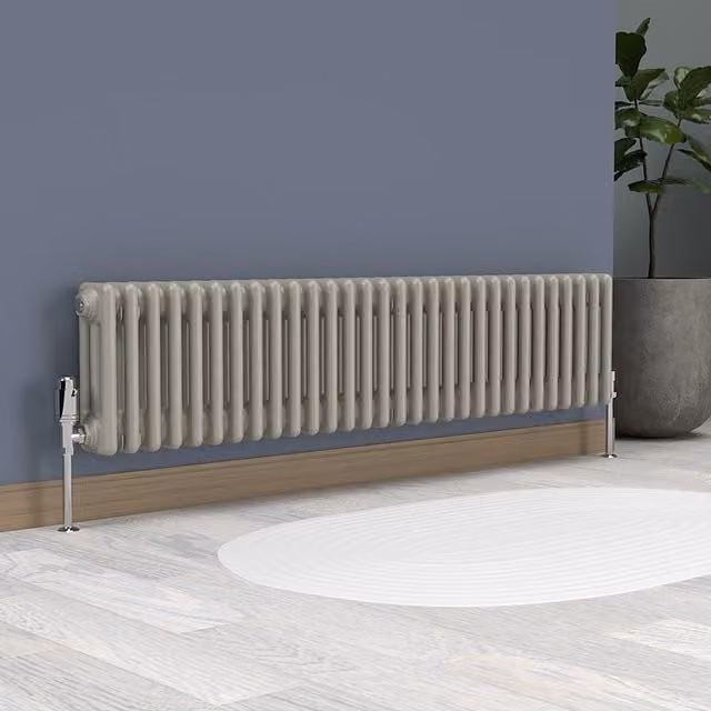 Lux Heat Horizontal 3 Column Steel Radiator in Dune Grey, H x W: 137 x 30 cm