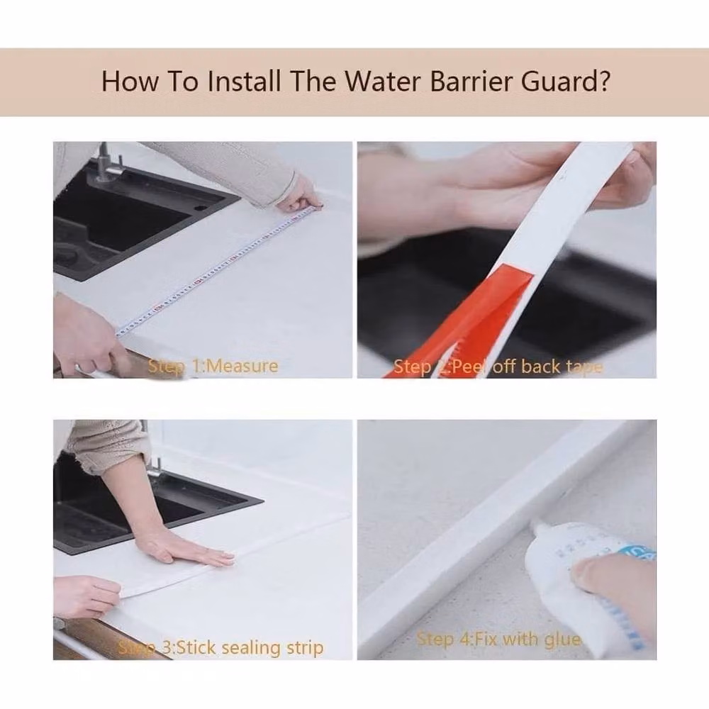 FLAVORA Self-Adhesive Silicone Shower Sealing Strip, White, Length: 2 m, Width: 52 cm – 5