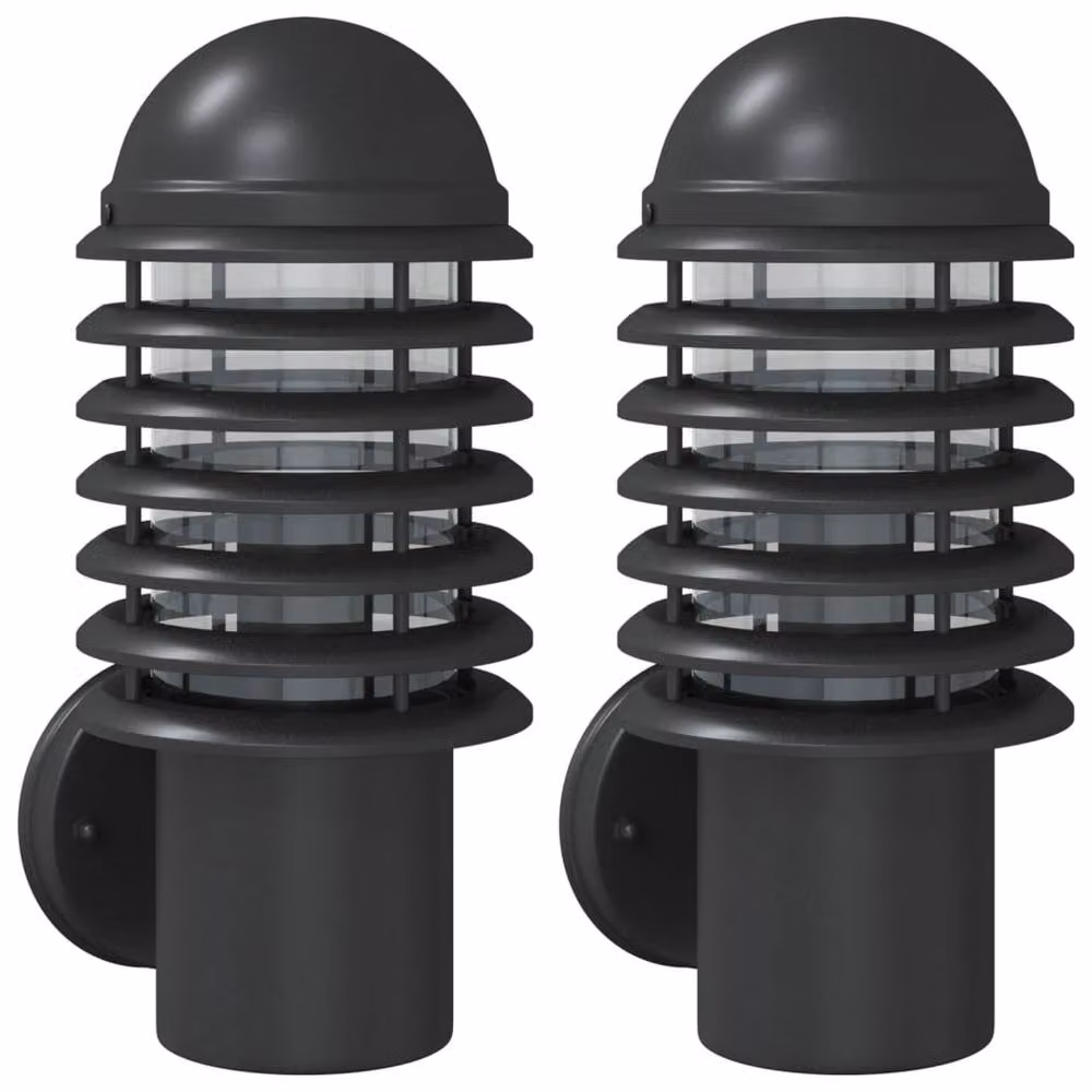 Berkfield Home Black Stainless Steel Outdoor Wall Lights, 2 Pack – 2