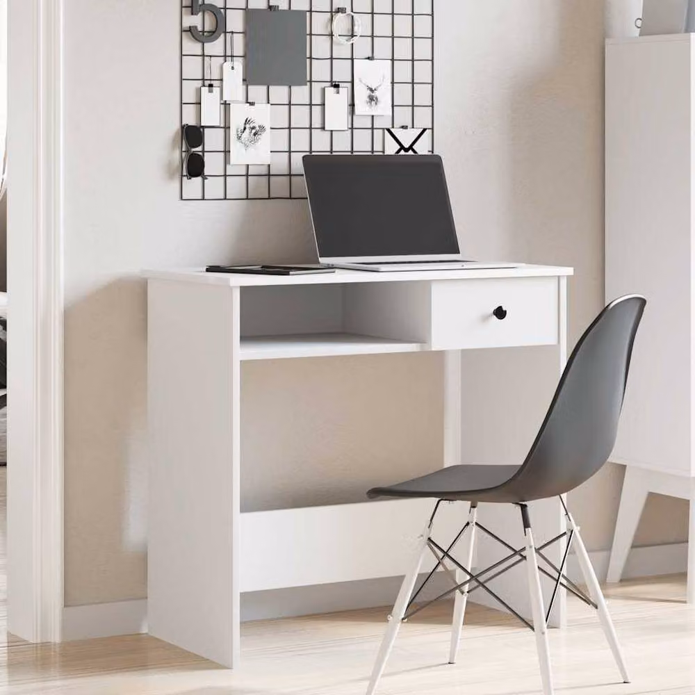 Berkfield Home White Writing Desk in Engineered Wood, W/D/H: 80 x 40 x 75 cm – 2
