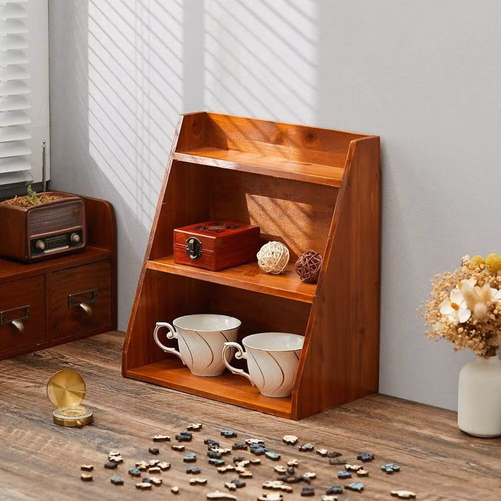 EONLION 3 Tier Brown Wooden Wall Mounted Storage Shelf Unit W/D/H: 50 x 50 x 50 cm – 4