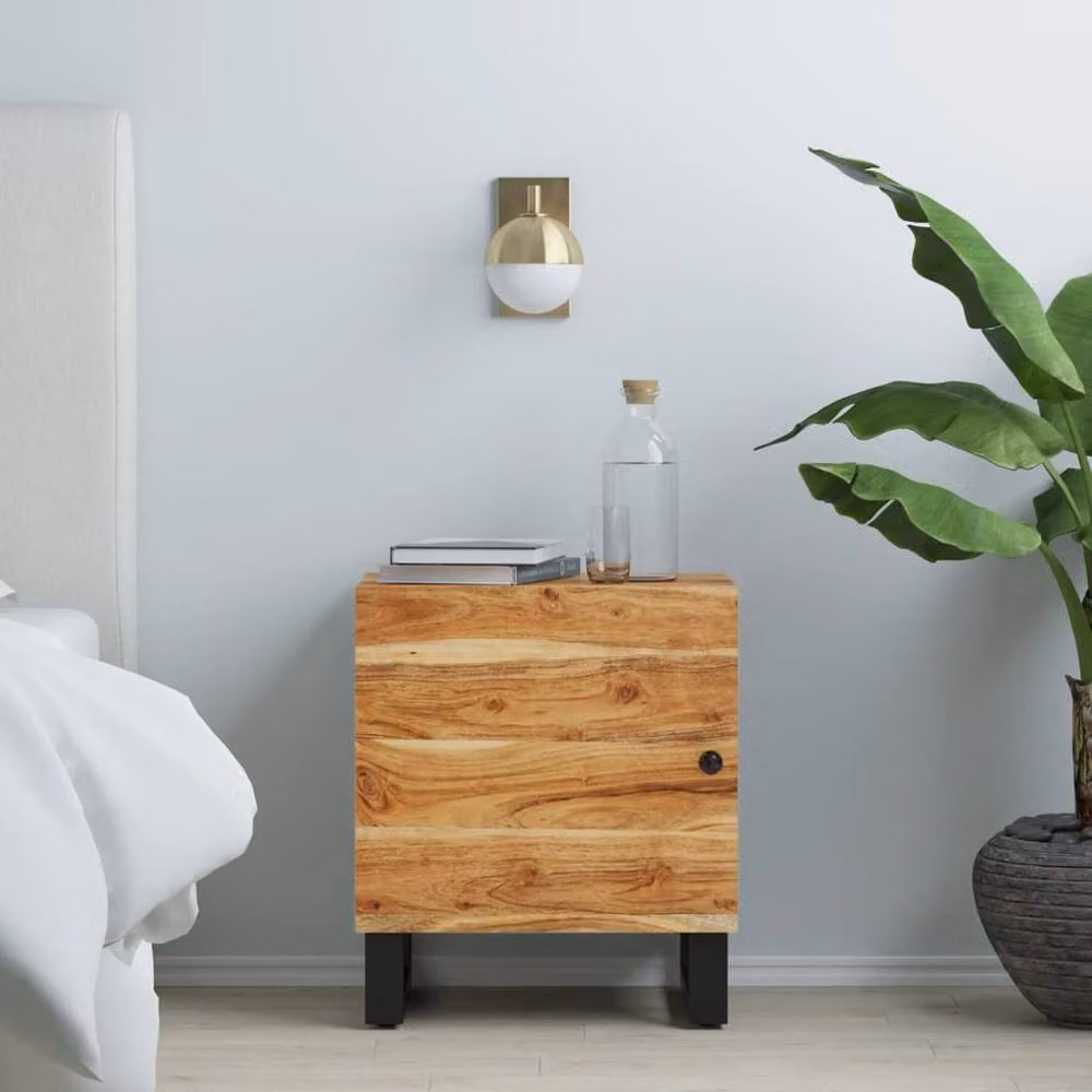 Berkfield Home Bedside Cabinet in Black Solid Acacia Wood, W/D/H: 40 x 33 x 46 cm – 2