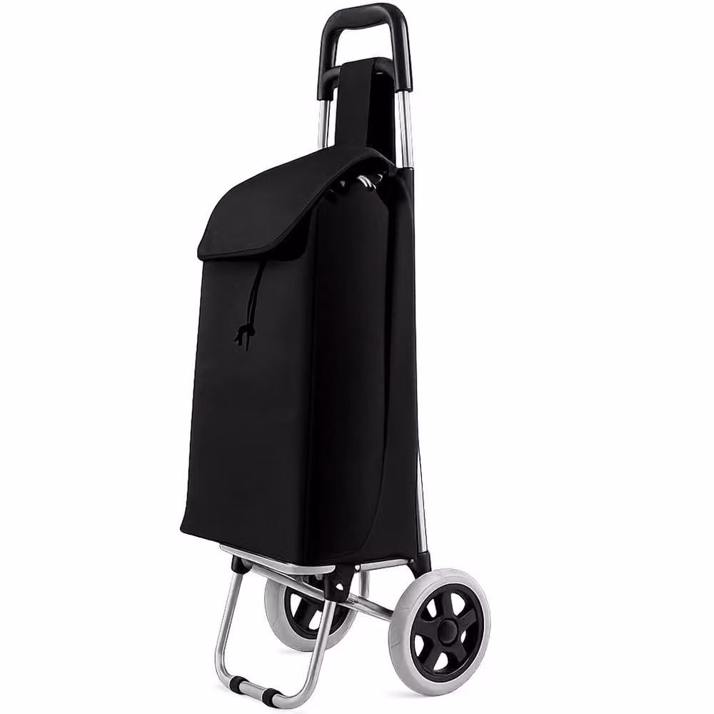 VOGREX Lightweight Waterproof 2-Wheel Foldable Shopping Trolley Bag in Black – 3