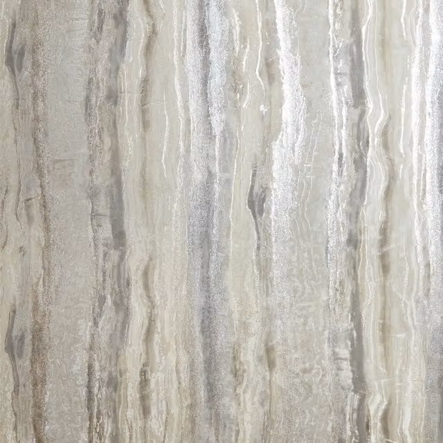 I Love Wallpaper Oslo Abstract Modern Wallpaper in Cream and Silver with Silver Metallic