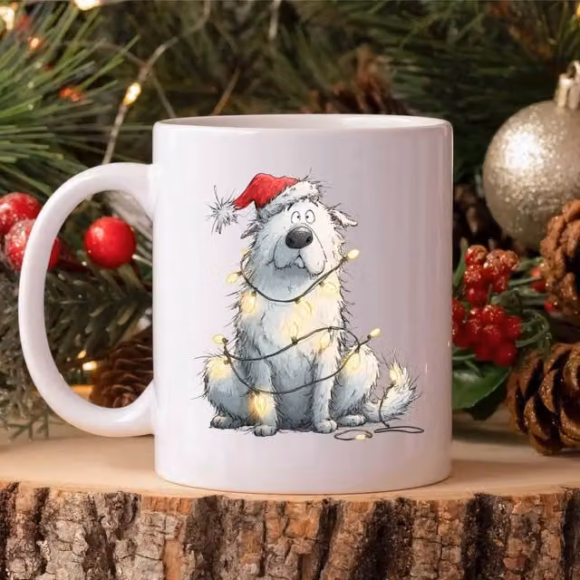 60 SECOND MAKEOVER Samoyed Christmas Lights Ceramic Mug in White – 1