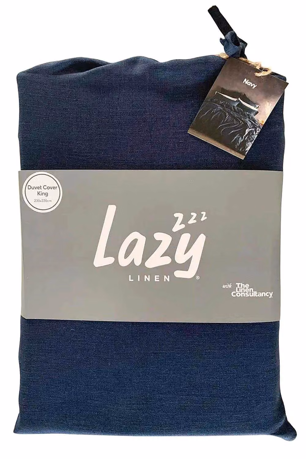 Lazy Linen Pure Washed Linen Duvet Cover in Navy Blue, Single – 2