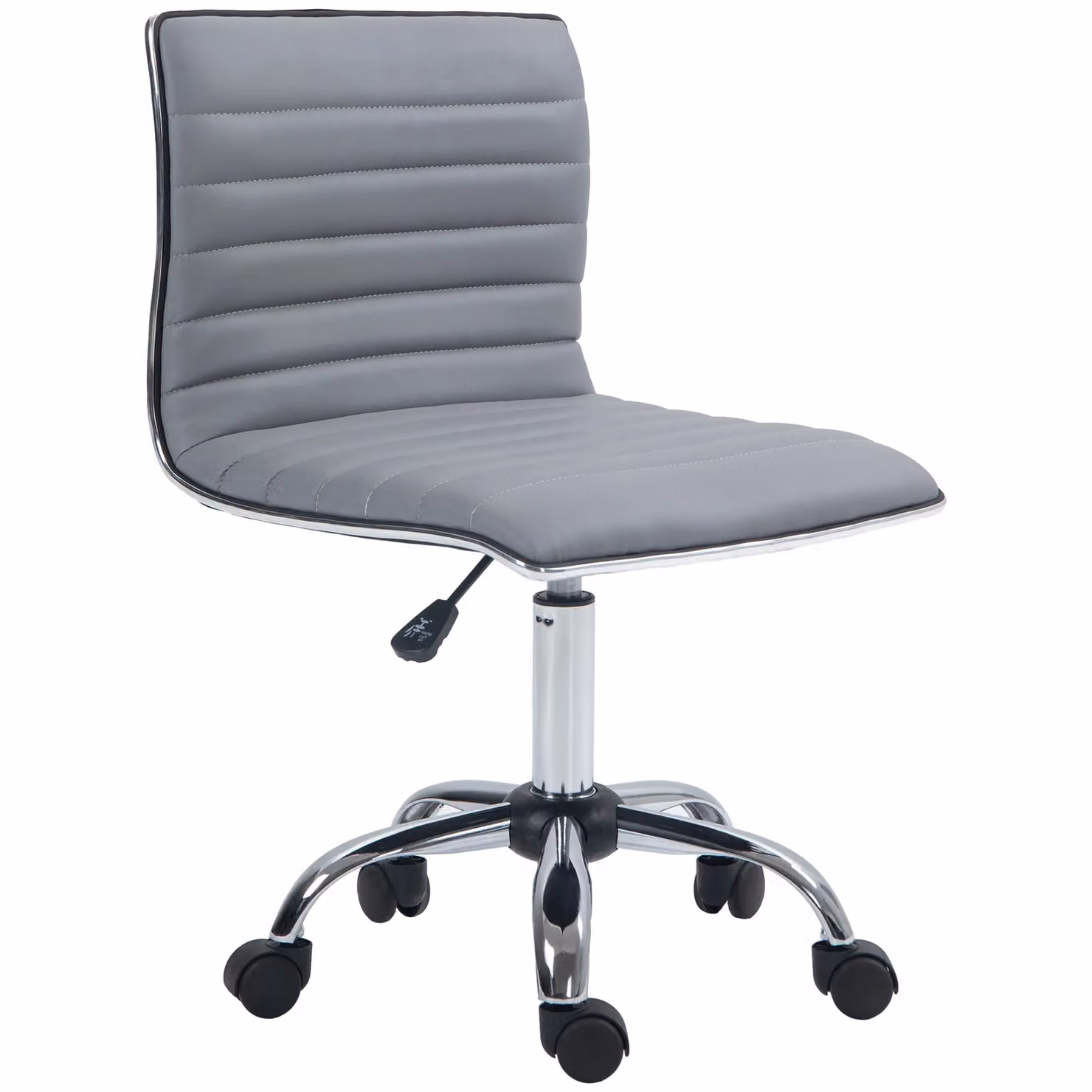 HOMCOM Armless Mid-Back Adjustable Task Chair with 360 Degree Swivel in Light Grey – 2