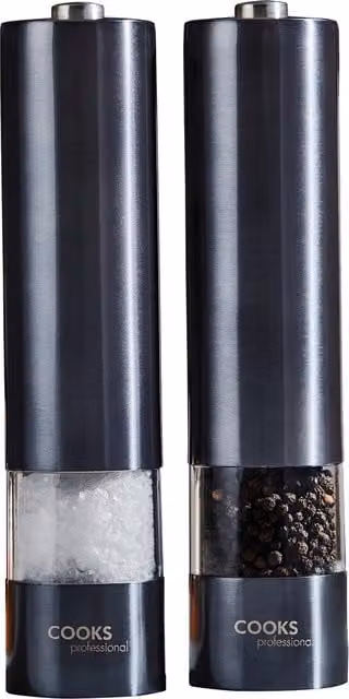 Cooks Professional Electric Stainless Steel Automatic Salt and Pepper Mill Set in Anthracite Grey