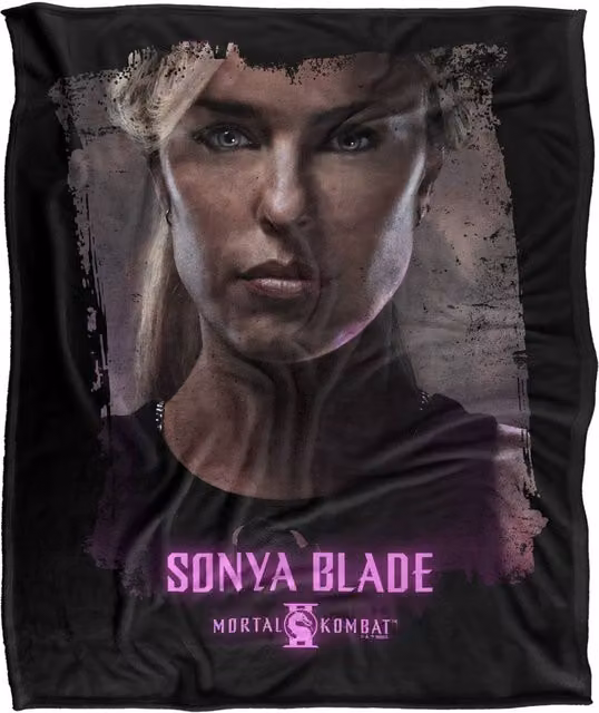 Warner Bros. Mortal Kombat 2 Sonya Blade Portrait Super Soft Polyester Throw Blanket, Multicolour, Extra Large