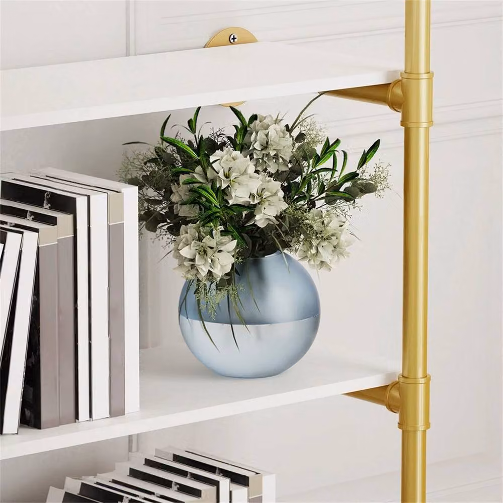 EONLION Industrial Gold and White Lacquered Metal Floating Shelves, W: 100 cm, D: 30 cm, H: 3 cm – 2