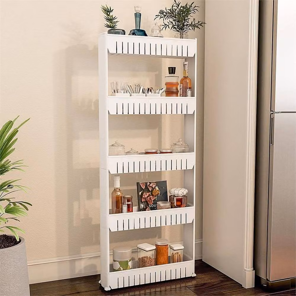 FORGEVIO 5 Tier Slide Out Kitchen and Bathroom Trolley Rack in Matt White – 2