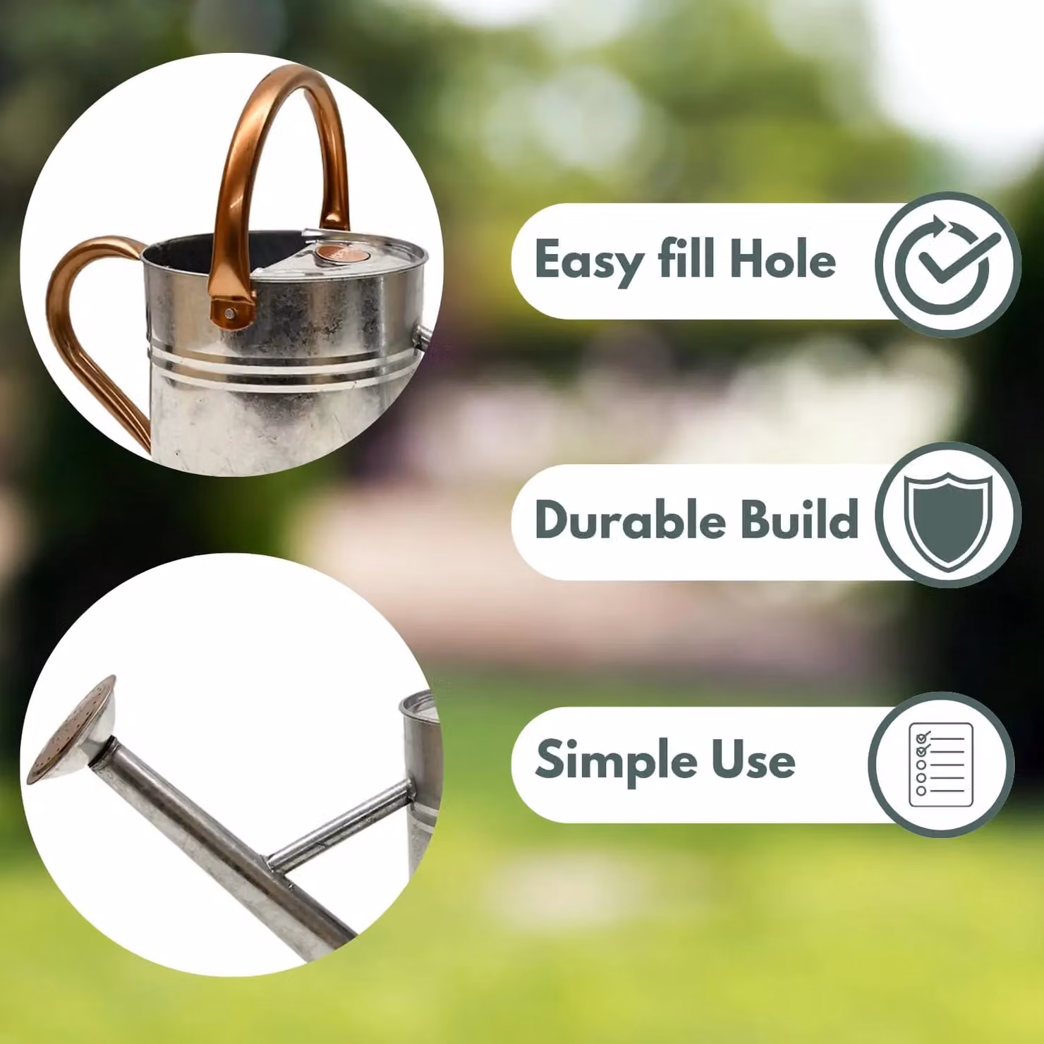 Marco Paul 4.5L Galvanised Steel Metal Watering Can in Silver – 4