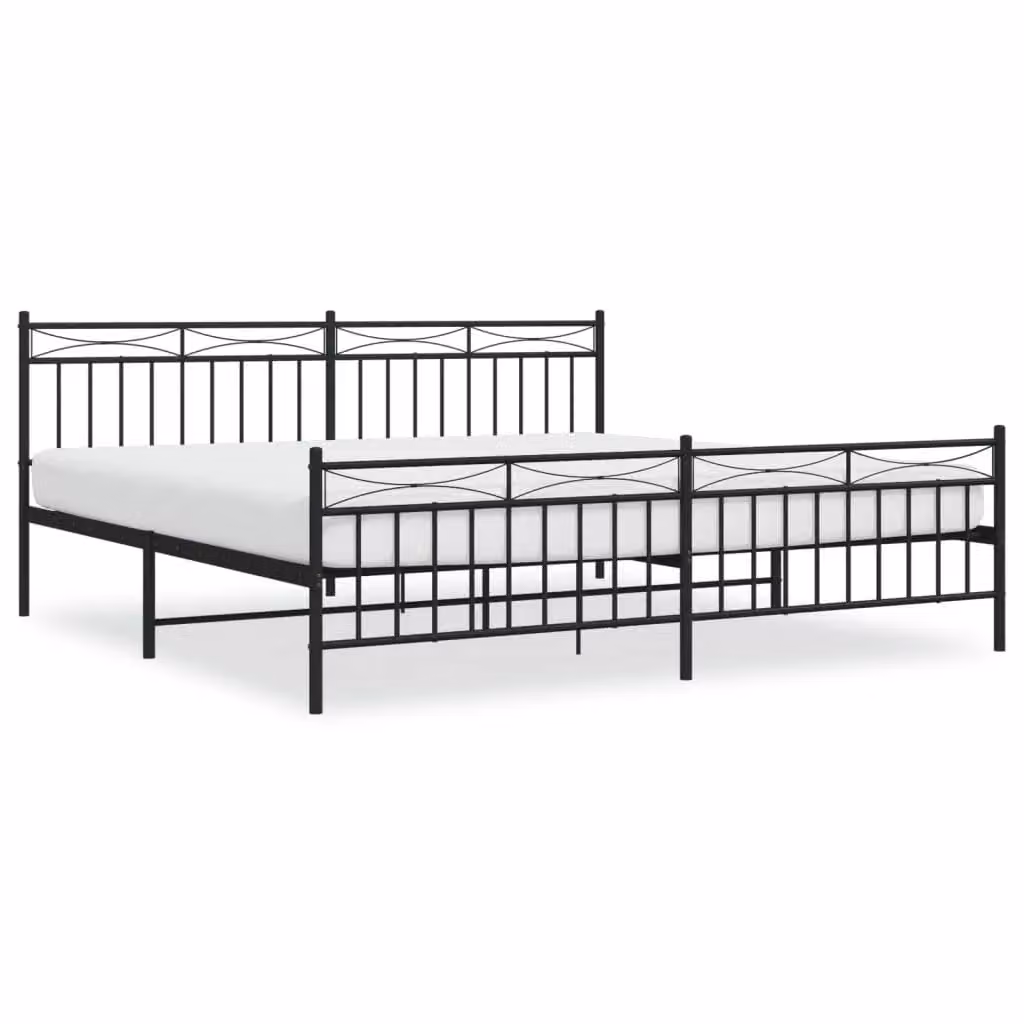 Berkfield Home Metal Bed Frame with Headboard and Footboard in Black W/D/H: 193 x 203 cm – 2