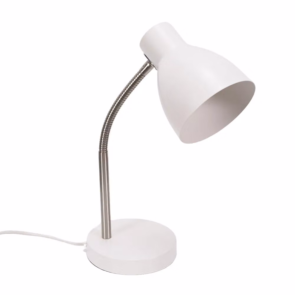 ValueLights Keela Adjustable Flexi Neck LED Desk Lamp in White with Warm White Bulb – 2