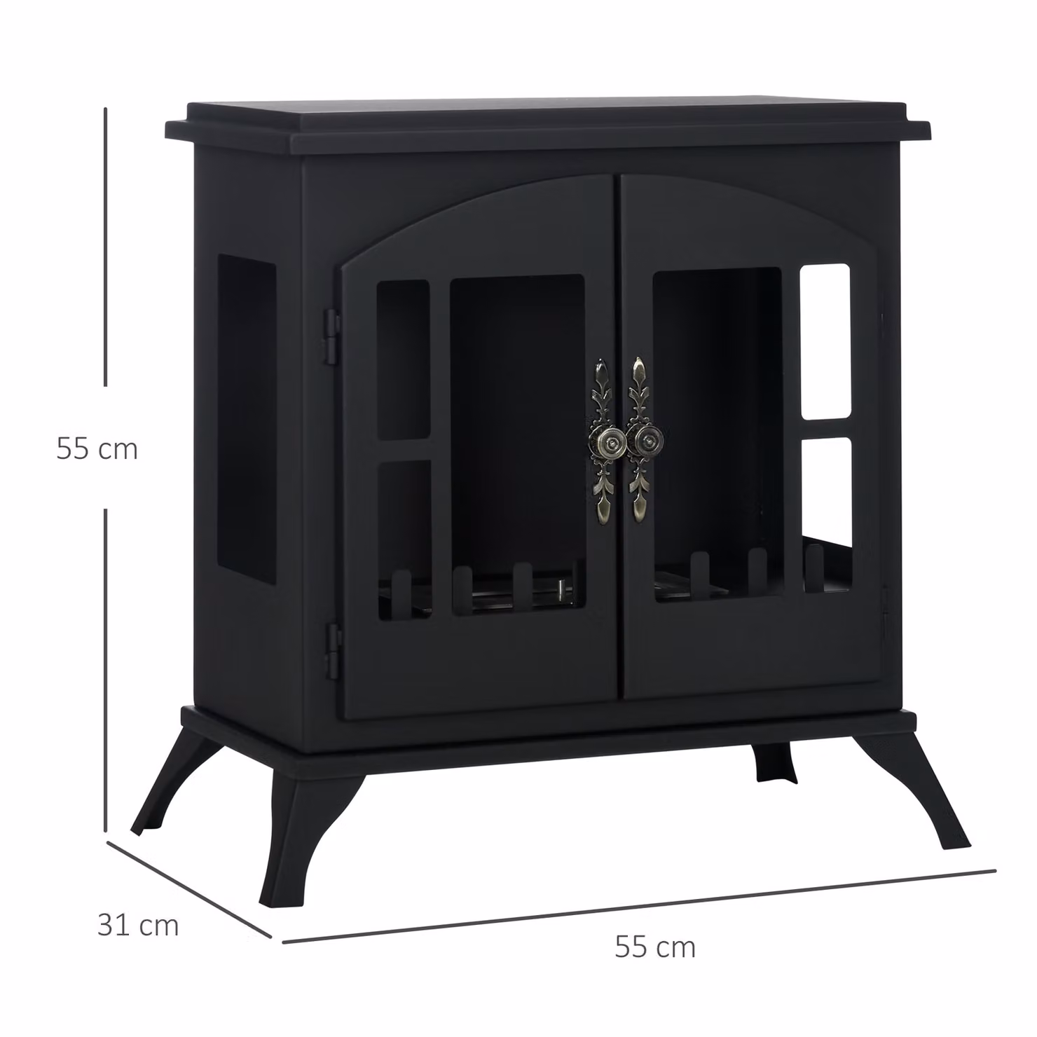 HOMCOM Freestanding Black Bioethanol Fireplace Stove with 0.9L Tank and Stainless Steel Flame Snuffer – 3